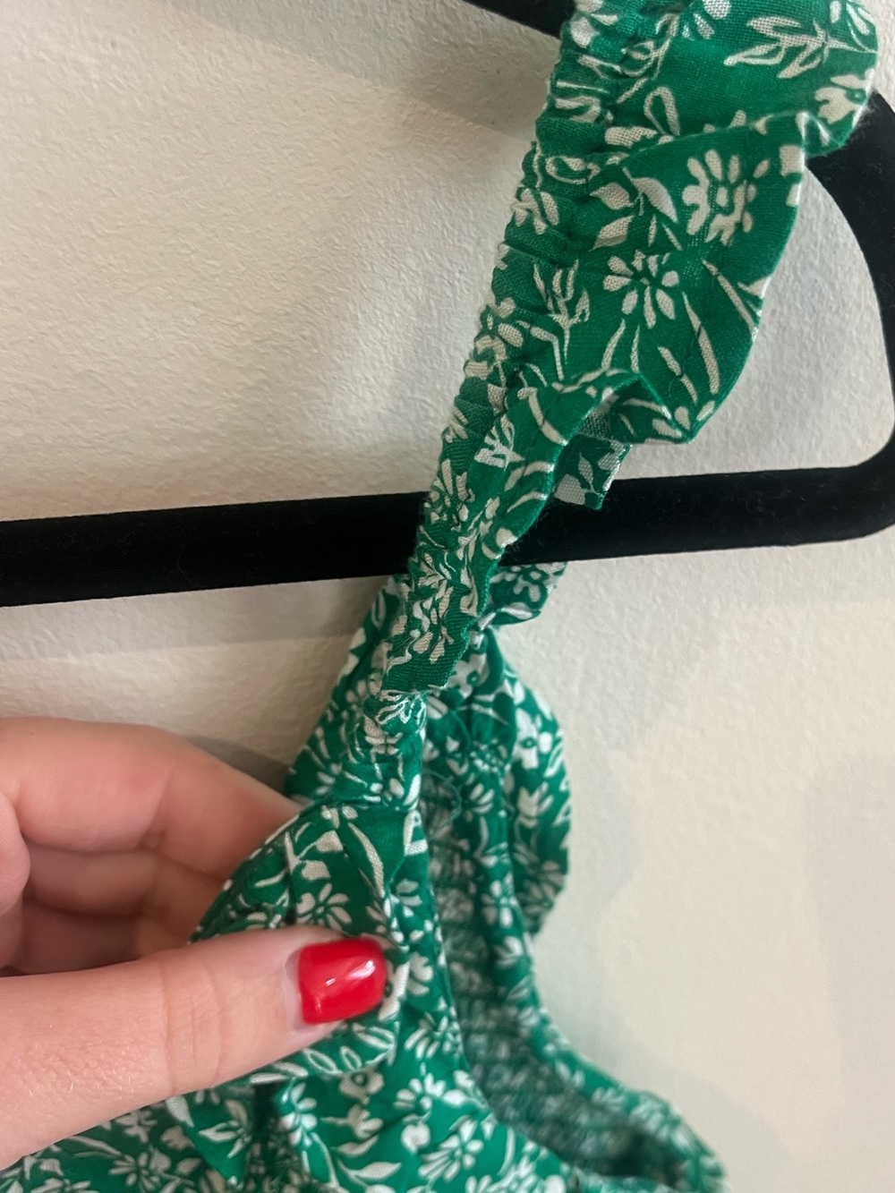 Green Floral Ruffle Mini Dress - Picture 3 of 4